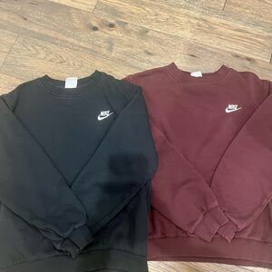 Nike Kids Crewneck Sweatshirts in Black and Burgundy